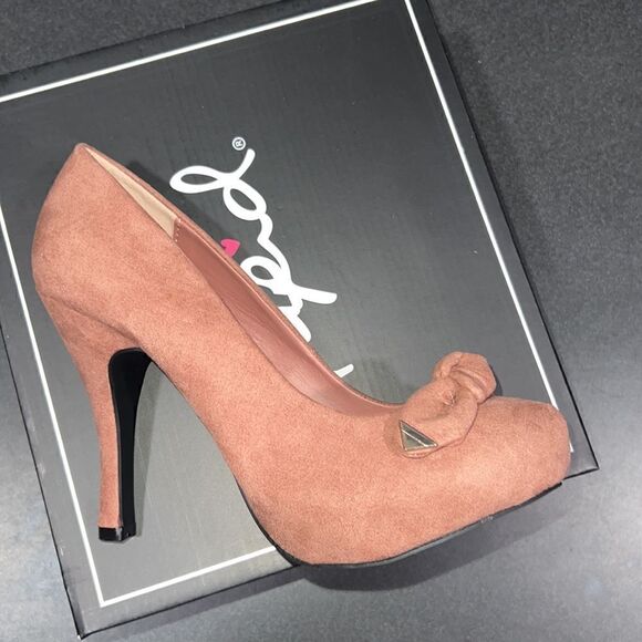 181. Mauve Faux Suede Platform Unique Retro Heels Qupid - Picture 3 of 5